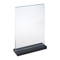 Magnetický reklamní stojánek ve tvaru T s černým soklem Formát na výšku | A5 - 148 x 210 mm
