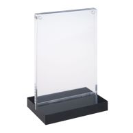 Magnetický reklamní stojánek ve tvaru T s černým soklem Formát na výšku | A6 - 105 x 148 mm