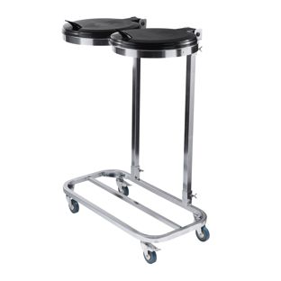 Bin bag holder 120 litre double with lid, with castors, steel 