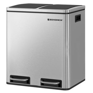 Pedal bin, 2 x 15 litres, Softclose silver