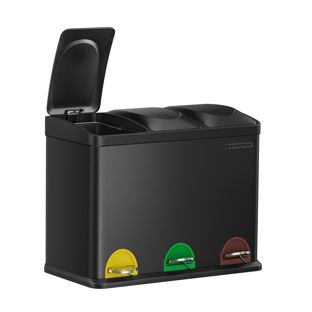 Pedal bin, 3 x 15 litres
 black