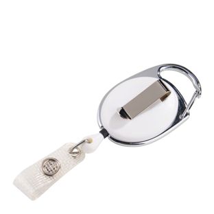 Badge reel with belt clip 