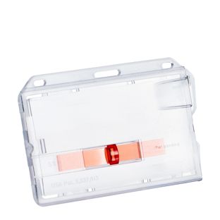 ID card holder hard plastic with red slider 