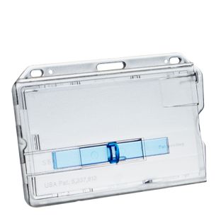 ID card holder hard plastic with blue slider 