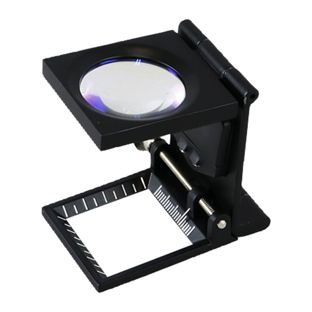 Metal counting glass 6-fold, LED, adjustable pointer, distortion-free 