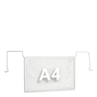 A4 wire frame pockets, long-edge opening 