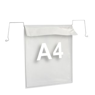 A4 wire frame pockets, short-edge opening, with flap 