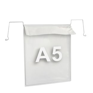Wire framed pockets for A5, short edge open, with flap 
