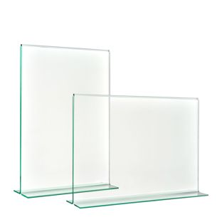 Menu holder T-shaped with glass look, PMMA (acrylic), transparent 