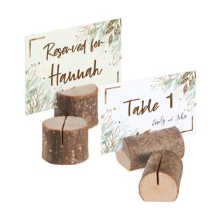 Card holder in tree trunk look 
