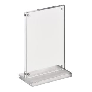 Magnetic T-menu holder with transparent matt base 