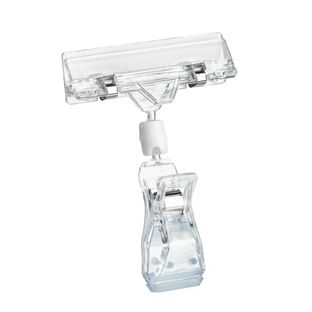 Sign-clip with big clamp and price tag holder,  transparent 