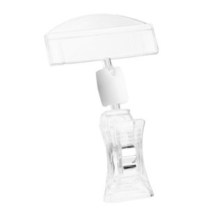Sign-clip with small clamp and price tag holder, transparent 