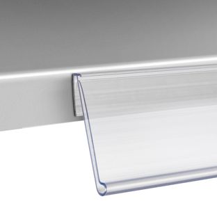 Regálová lišta NO, samolepicí, čtecí úhel 15° 39 mm | 1000 mm | transparentní provedení 
