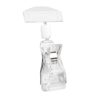 Sign-clip with big clamp and price tag holder transparent 