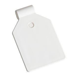 Swinging price clip for pegboard hooks 