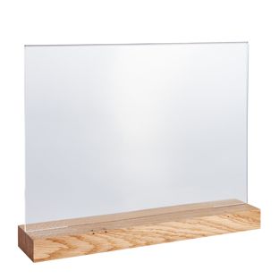 Acrylic sign holder with wood base Oak  | A4  | landscape 