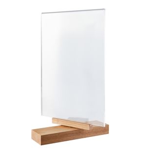 Rotating sign holder, with acrylic display and wood base A4 