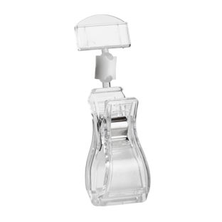 Sign-clip with big clamp and small price tag holder, transparent without extension 