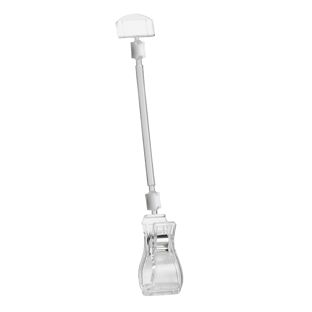 Sign-clip with big clamp and small price tag holder, 10 cm extension, transparent 10 cm extension 