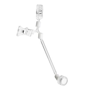 Sign-clip with mini clamp, small clamp and neodymium magnetic base, 10 cm extension, transparent 