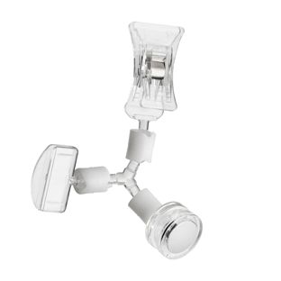 Sign-clip with small price tag holder, small clamp and neodymium magnetic base, transparent 