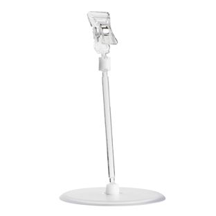 Sign-clip with small clamp and base plate (Ø 90 mm), 10 cm extension, transparent 