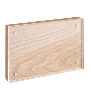 Magnetic photo frame acrylic/oak 