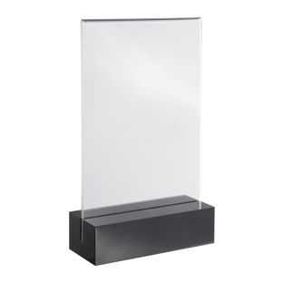 Menu holder MODUL, acrylic pocket with acrylic base A6  | black|transparent  | glossy 