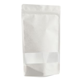 Sáček s plochým dnem, kraftový papír s průhledným okénkem 85 x 140 mm  | bílá 