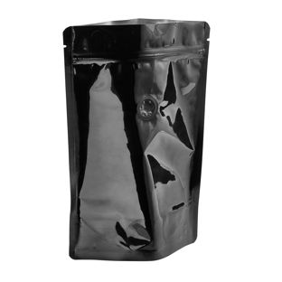 Stand up pouch with aroma valve 160 x 230 mm  | black  | PET|LDPE|aluminium 