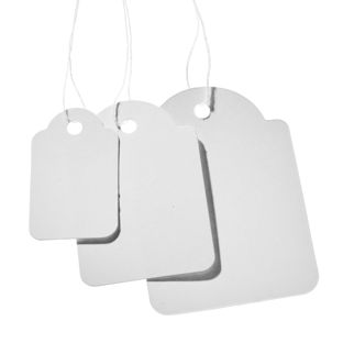 Hanging labels with thread 