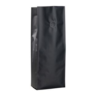 Gusseted bags with aroma valve, black 
