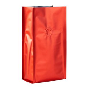 Coffee bag with aroma valve, red 245 x 100 mm 