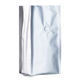 Coffee bag with aroma valve, silver 245 x 100 mm 