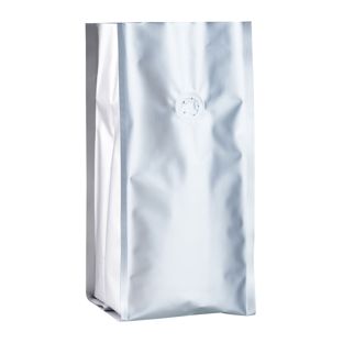 Coffee bag with aroma valve, silver 290 x 120 mm 