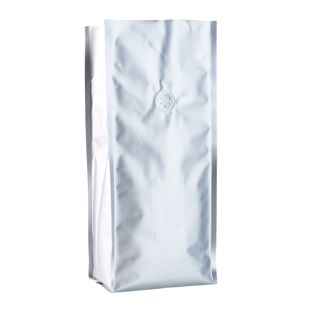 Sáček na kávu s ochranným aroma ventilkem, stříbrný 375 x 140 mm  