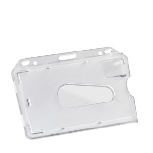 ID card holders hard plastic, thumb slot, matt, landscape short edge 