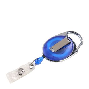 Badge reel with belt clip blue|transparent 