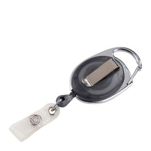 Badge reel with belt clip black|transparent 