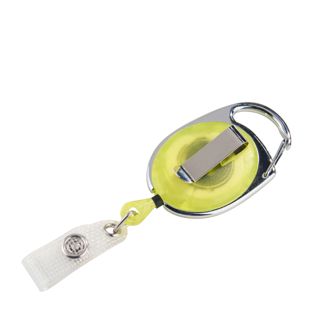 Badge reel with belt clip yellow|transparent 