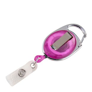 Badge reel with belt clip purple|transparent 