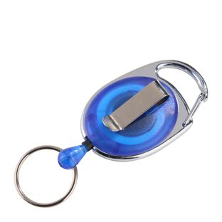 Retractable key chain with clip blue|transparent 