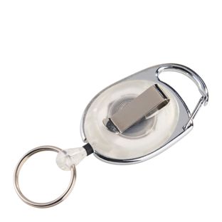 Retractable key chain with clip white|transparent 