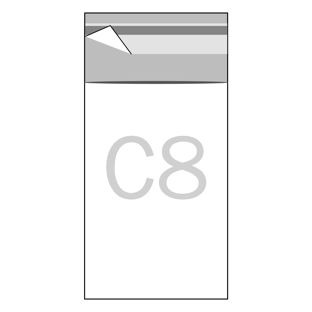 Bags with flap, OPP foil, recloseable, transparent 60 x 82 mm - C8 