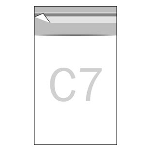 Bags with flap, OPP foil, recloseable, transparent 87 x 116 mm - C7 