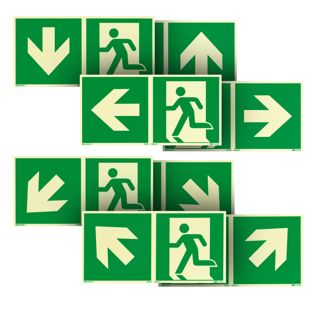Emergency Exit sign, phosphorescent, plastic, ISO 7010 