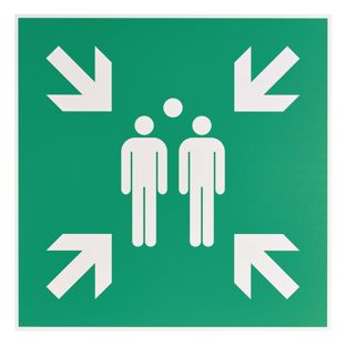 Evacuation Assembly Point sign, aluminium, 400 x 400 mm 