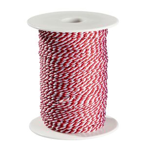 Atlasové šňůrky na cívce, 2 mm x 100 m, Viskóza bílá|červená 