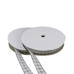 Hook and loop dots roll, Set - Hook & Loop  | 16 mm | white 
